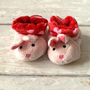 Rich Frog Baby Girl Booties Pink Bunny Rabbit With Ears Punk Red Velcro Strap